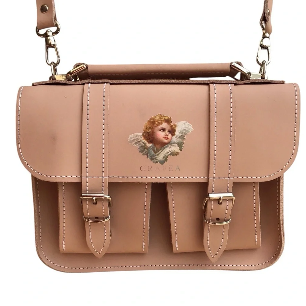 Grafea Micro Angel Leather Satchel Crossbody Bag NEW